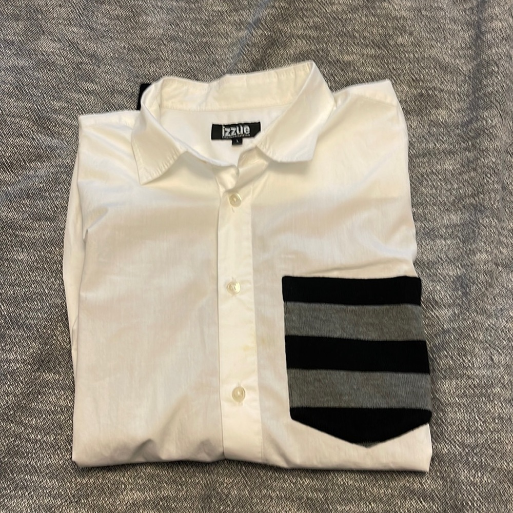 Izzue white/striped contrast sportshirt